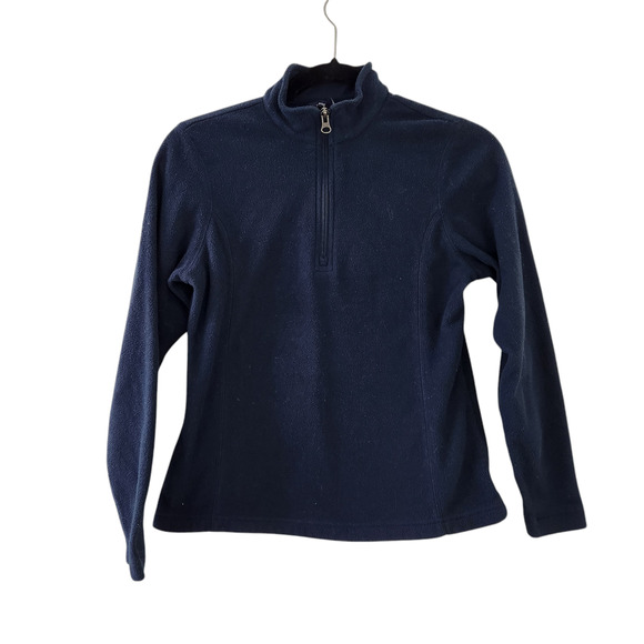 Lands' End Fleece Pullover Quarter Zip Girls Size 14 (Ages 12-13) Navy Blue - Picture 1 of 3